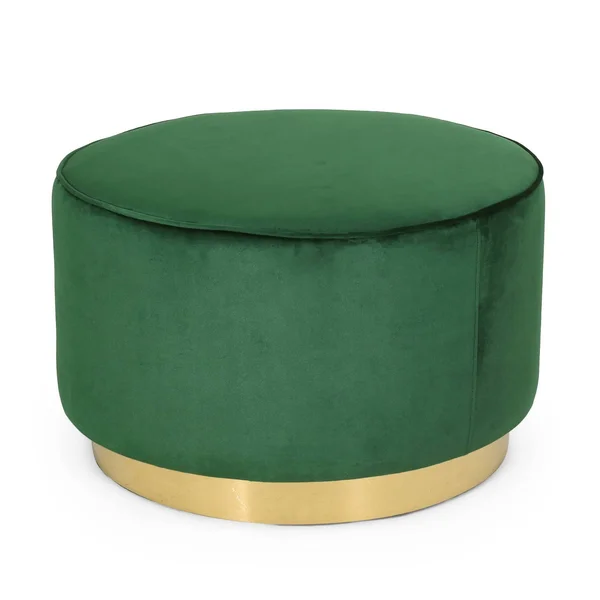 Croton Modern Glam Velvet Swivel Ottoman Emerald/Gunmetal - Christopher Knight Home