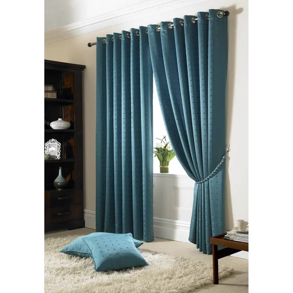 (W90x22 x D72x22 (229cm x 183Cm)) Heavyweight Dobby Fabric Fully Lined Ready Made Eyelet Curtains