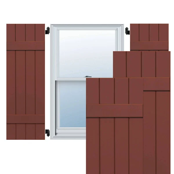 Ekena Millwork CWB15X028RWC 15x22W x 28x22H Exterior Four Board (2 Batten) Composite Board-n-Batten Shutters (Per Pair), Country