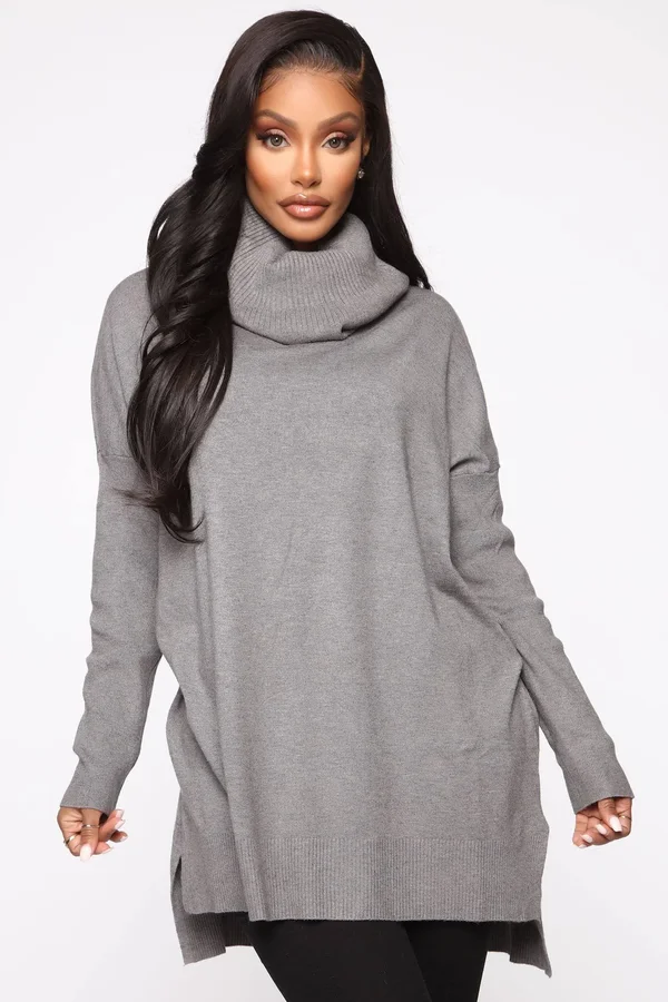 Womens Meeting The in Laws Sweater in Charcoal Size Medium/Large by Fashion Nova