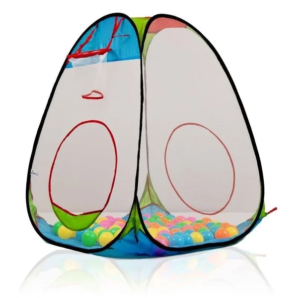 Dimple Childrens Pop Up Playhouse Tent with Set of 100 Colorful Balls Ball Pit with Basketball Hoop - for Indoor and Out