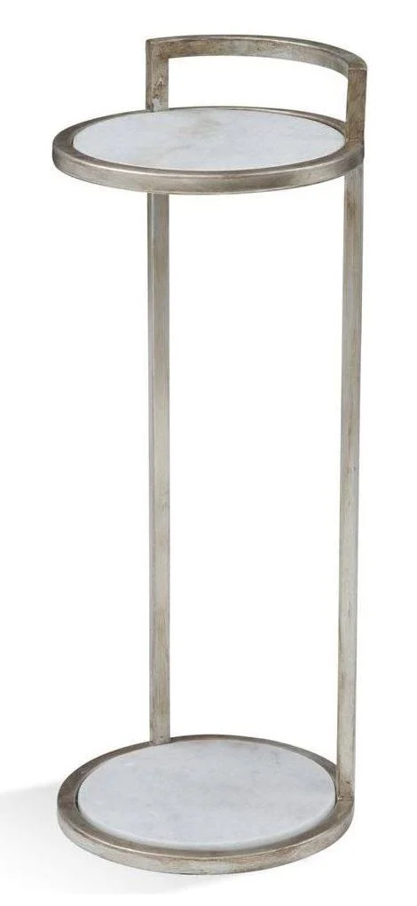 Bassett Mirror Surrey Silver Leaf and White Marble Scatter Table