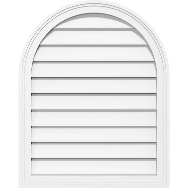 Ekena Millwork GVPRT24X4202SF 24x22W x 42x22H Round Top Surface Mount PVC Gable Vent: Functional, w/ 2x22W x 1-1/2x22P Brickmoul