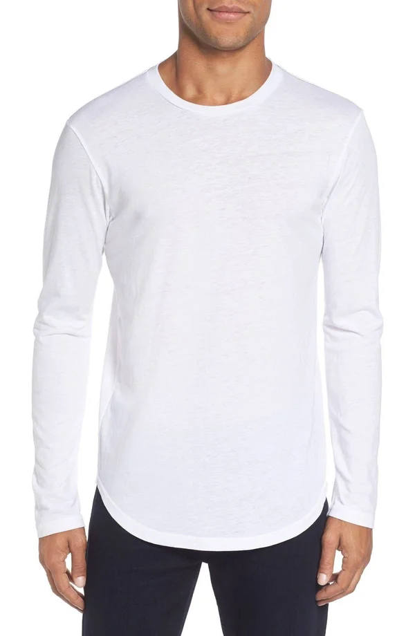 Goodlife Men's Tri-Blend L/S Scallop Crewneck T-Shirt, White