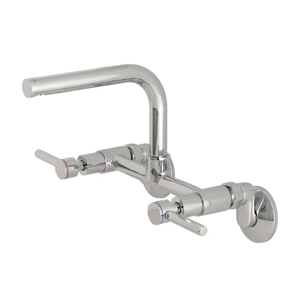 Kingston Brass KS812PB Concord 8x22 Adjustable Center Wall Mount Kitchen Faucet, Polished Brass