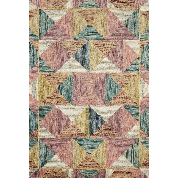 Alexander Home Kaleidoscope Geometric Hand-Hooked Wool Rug - 3&0x22 x 3&0x22 Round - Ivory - Multi