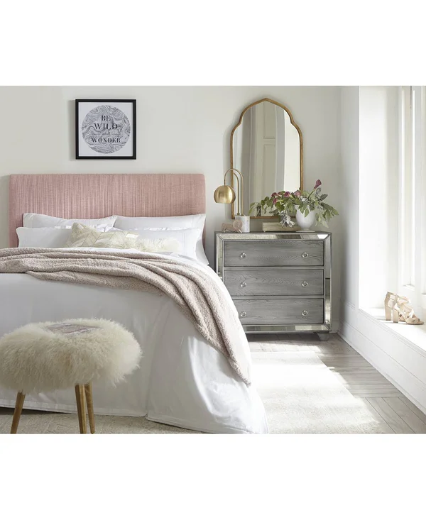 Layla King Pleated Headboard, Quick Ship - Gray