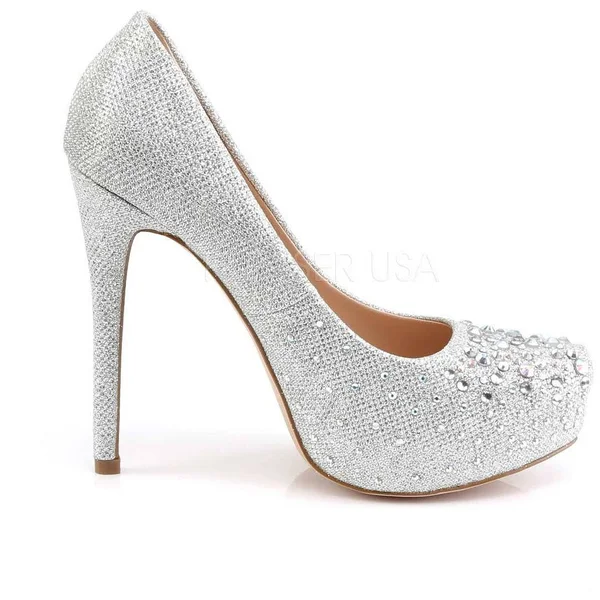 Fabulicious DEST06R_SGFA-7 1 in. Hidden Platform Pump Shoe, Silver, Size 7