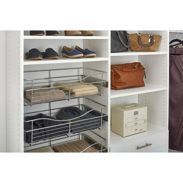 Rev-A-Shelf 24 in. x 7 in. Chrome Closet Pull-Out Basket, Grey