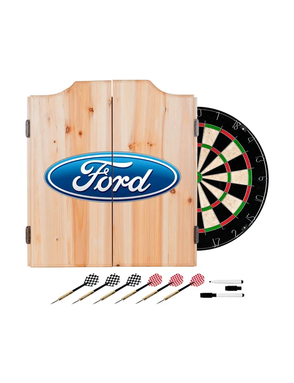 Ford Dart Cabinet Set with Darts and Board - Ford Oval