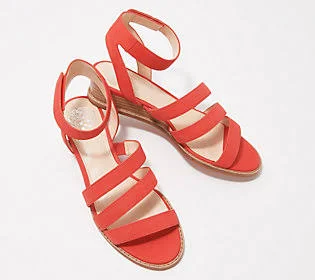 Vince Camuto Leather Demi-Wedge Sandals - Resensa - Size 8-1/2 Wide, Candy Coral