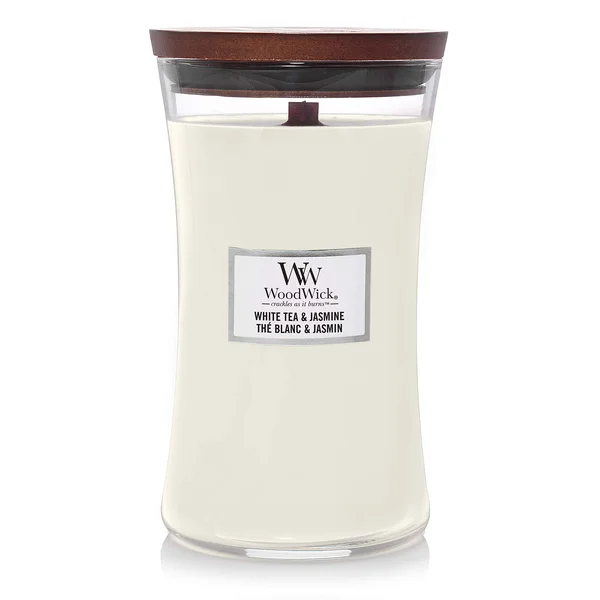 Woodwick Large Hourglass Scented Candle, White Tea & Jasmine