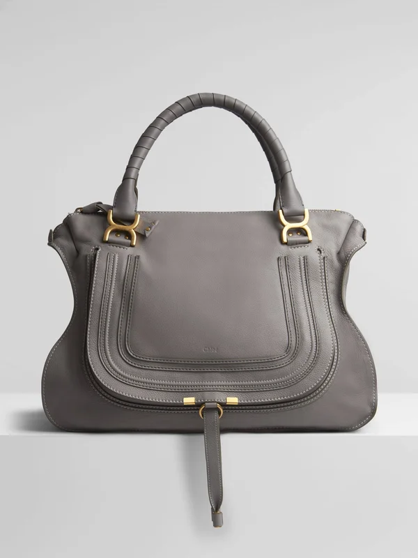 Chloé Large Marcie Leather Satchel - Grey