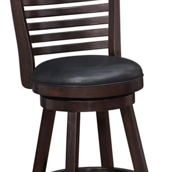 Swivel Counter Stool with Leatherette SEAT - Set of 2, Brown and Black