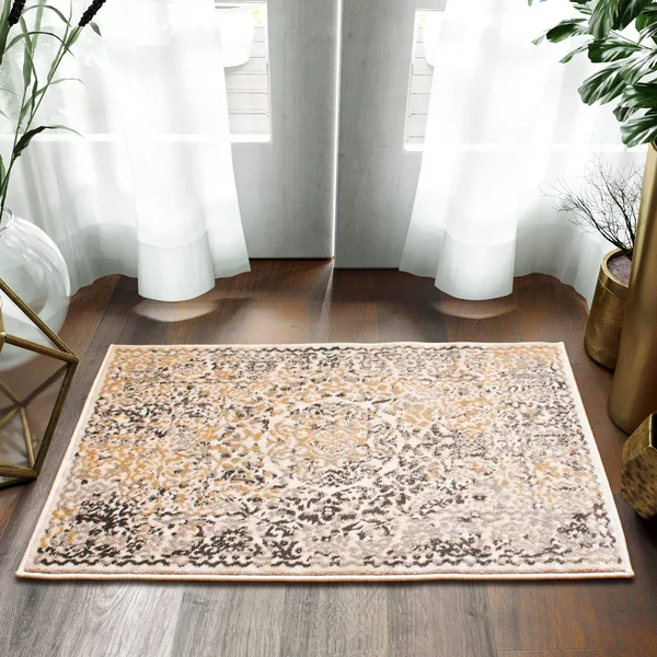 Dulce Modern Bloom Area Rug, Ivory and Gray, 2& 7x22 x 8&