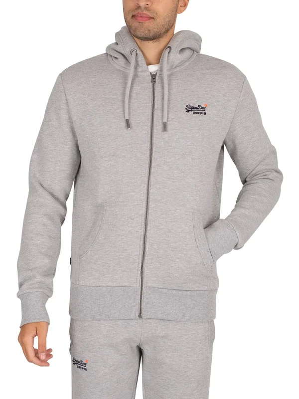 Mens Superdry Orange Label Classic Zip Hoodie - Grey