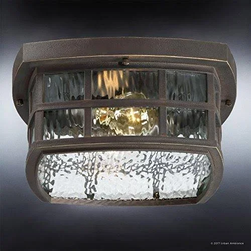Luxury Craftsman Outdoor Ceiling Light, Small Size: 5.75x22H x 12x22W, with Tudor Style Elements, highly-detailed Design, Oil Ru