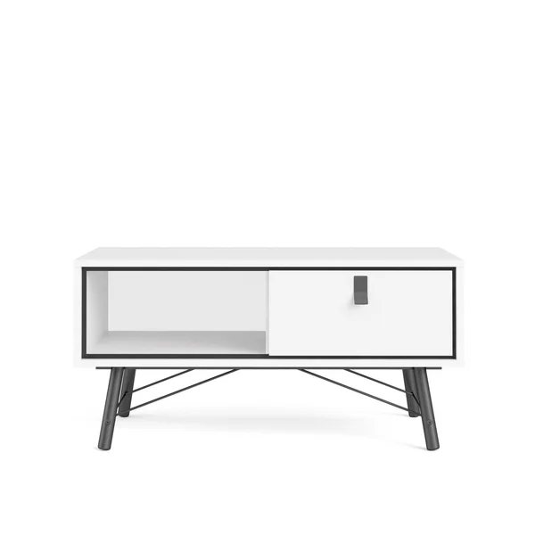 Tvilum Ry 1 Drawer Coffee Table, White Matte/Black