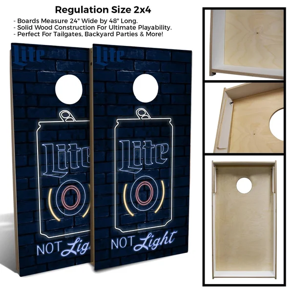 Skip&s Garage Miller Lite Neon Solid Wood Cornhole Board Set - Size: Tailgate 2x3 (24 x 36), Multicolor