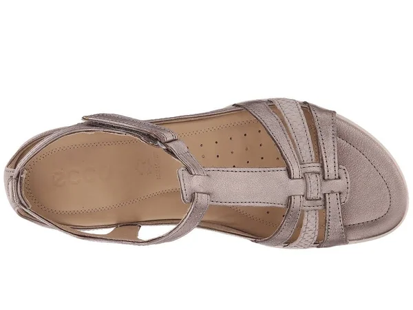 Ecco Flash T-Strap Sandal Size 5-5.5 Warm Grey Metallic
