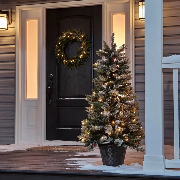 Noma 4-Foot Jackson Potted Christmas Tree - 80 Warm White LED Bulbs, 287 Pine Tips