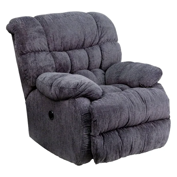Contemporary Columbia Microfiber Power Recliner with Push Button - Indigo Blue