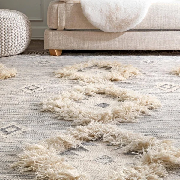 nuLOOM Savannah Moroccan Fringe Light Gray 5 ft. x 8 ft. Area Rug