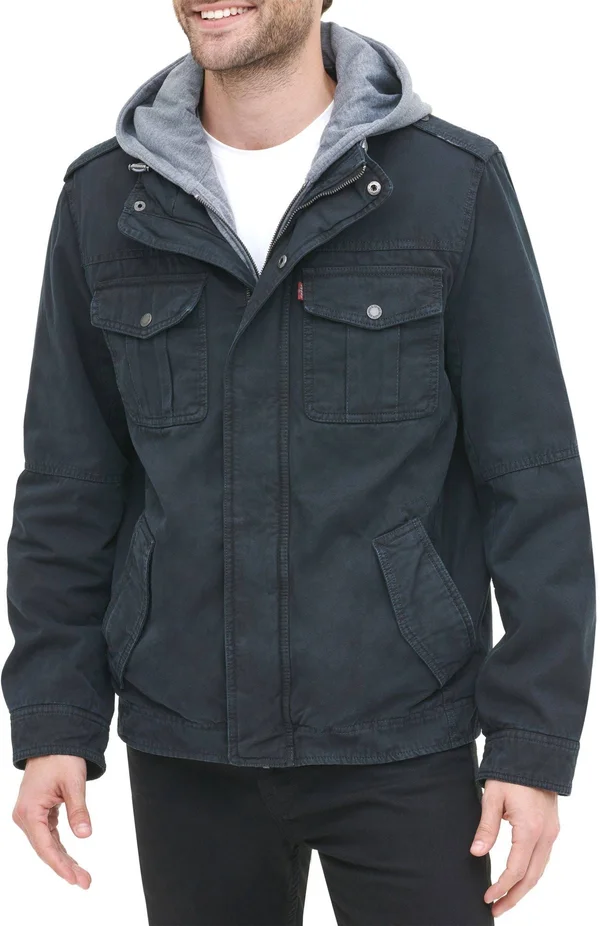Levi&s Men's Sherpa Lined Hooded Utility Jacket, XXL, Blue