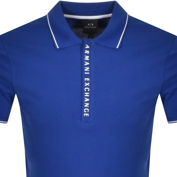 Armani Exchange Short Sleeved Polo T Shirt - Blue - Polo Shirts