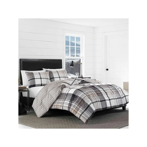 Eddie Bauer Normandy Plaid Comforter Set, Black, Twin