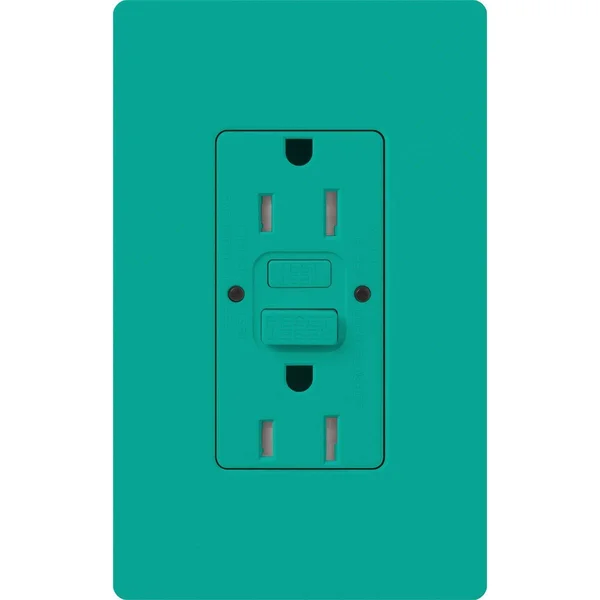 Lutron SCR-20-GFST-TQ Tamper Resistant - Self-Testing GFCI Receptacle, Turquoise, 20A, 125V