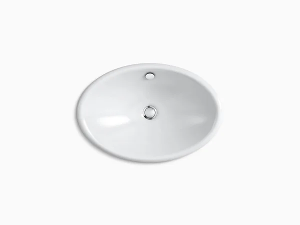 Kohler 5403-W-FF Iron Plains Wading Pool Oval Bathroom Sink with White Painted Underside - Sea Salt