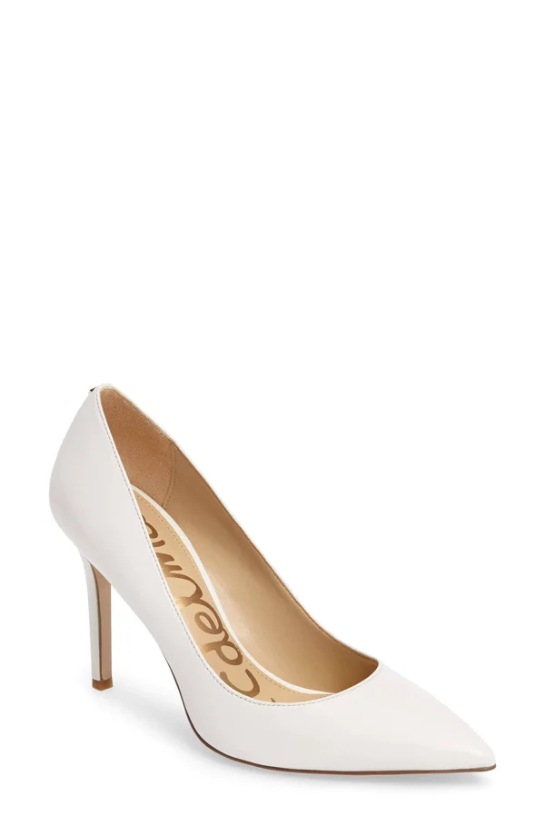 Sam Edelman Hazel Pointed Toe Pump - Bright White Leather, 9
