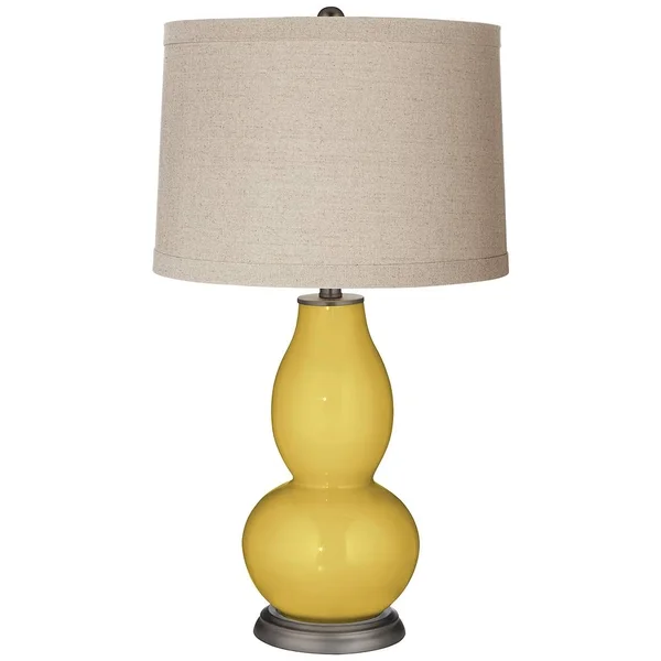 Color + Plus Nugget Linen Drum Shade Double Gourd Table Lamp