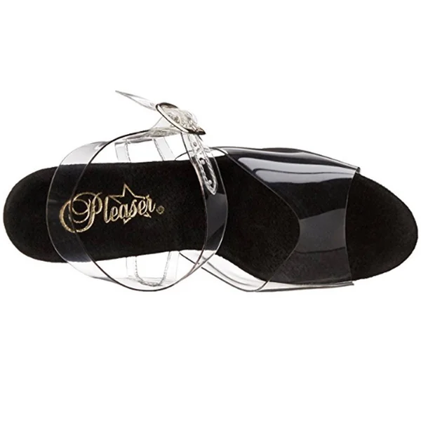 Pleaser - Flamingo-808G 6, Clear/Black Glitter