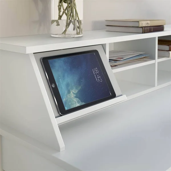Bush Furniture Broadview Computer Desk With 2 Drawer Pedestal And Organizer - Pure White