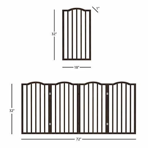 Wooden Pet Gate- Tall Freestanding 4-Panel Indoor Barrier Fence