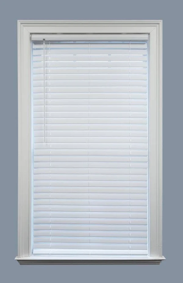 Project Source Premium 2-in Slat Width 59.5-in x 64-in Cordless White Vinyl Room Darkening Plantation Blinds - LWQKWTWT590640