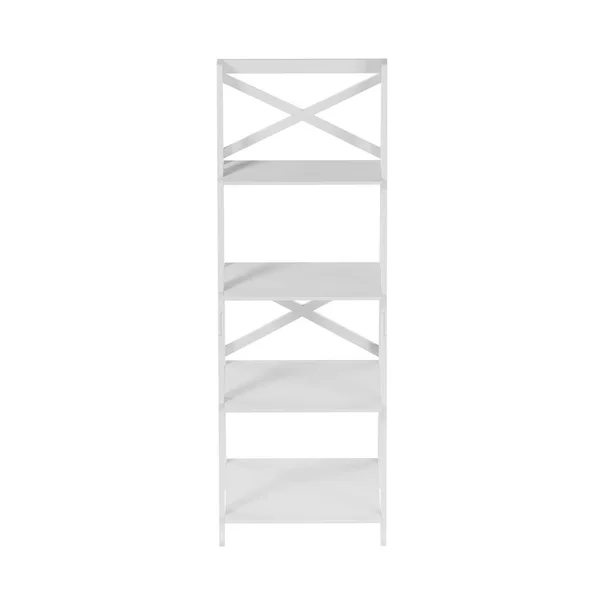 Trademark Global 56 in. 4-Tier Ladder Bookcase Freestanding Bookcase with x Back Frame, White