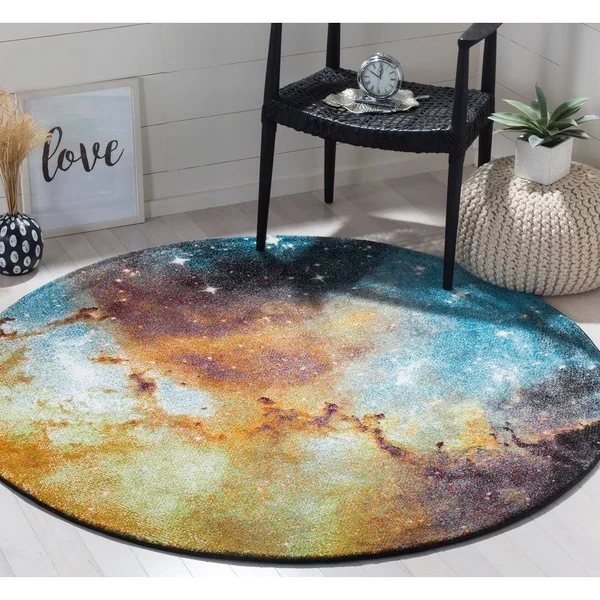 Safavieh Galaxy GAL109P 5&3x22 x 5&3x22 Round Purple, Multi Area Rug