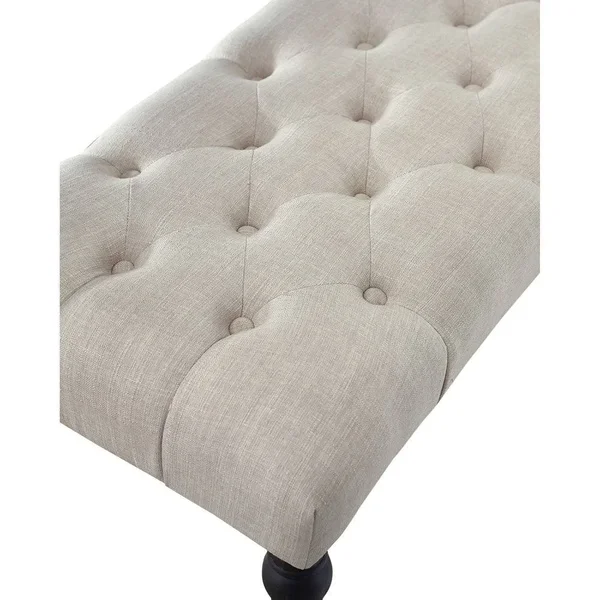Copper Grove Sens Tufted Tan Fabric Dining Bench with Turned Legs - Grey