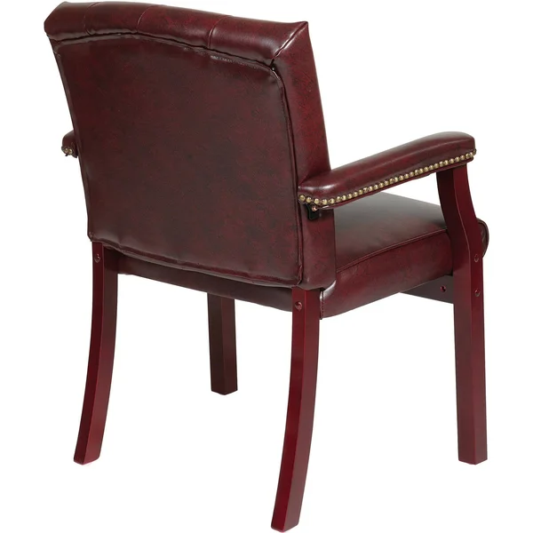 Office Star Traditional Visitors Chair with Padded Arms - Burgundy