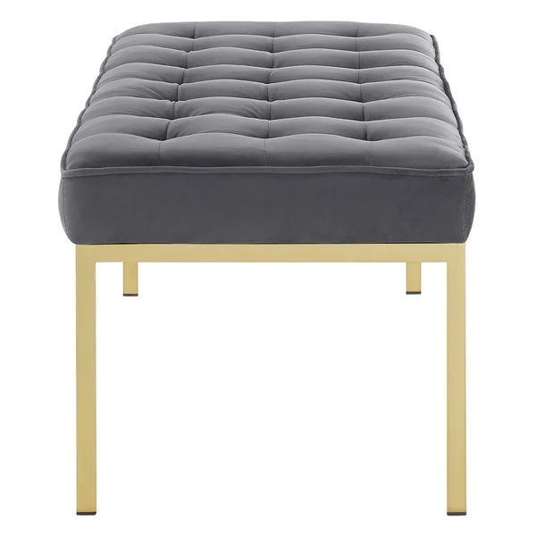 Modway Loft Gold Stainless Steel Leg Large Performance Velvet Bench - Gold Gray