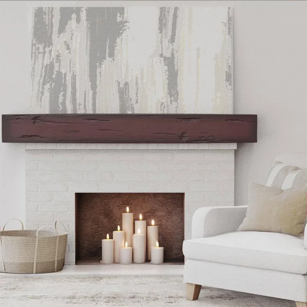 Ekena Millwork MANUPC08X12X72ZY 8x22H x 12x22D x 72x22W Pecky Cypress Faux Wood Fireplace Mantel, Premium Cherry