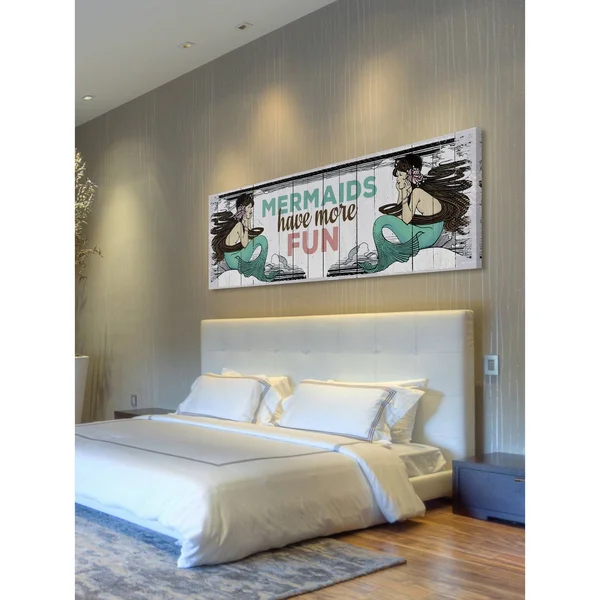 Marmont Hill - Mermaid Fun Painting Print on Wrapped Canvas, Gray