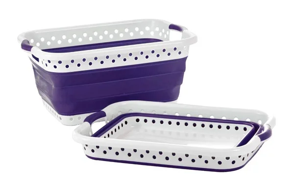 Pop & Load Collapse & Store Collapsible Basket Ultra-Slim Utility Pop & Load- Laundry, Large Rect - 2 Handles, Purpl
