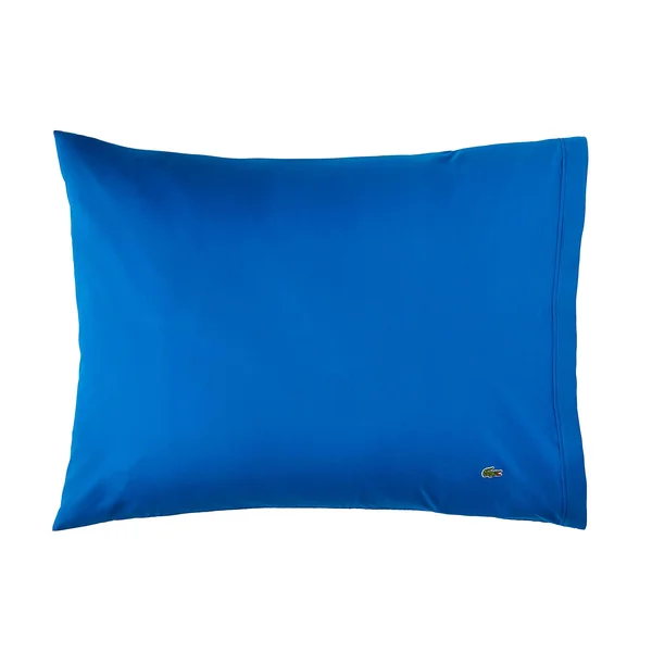 Lacoste 100% Cotton Percale Pillowcase Pair, Standard, Solid, Cobalt