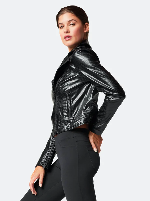 Blanc Noir Eco Infused City Moto Jacket - Black Crocodile - S