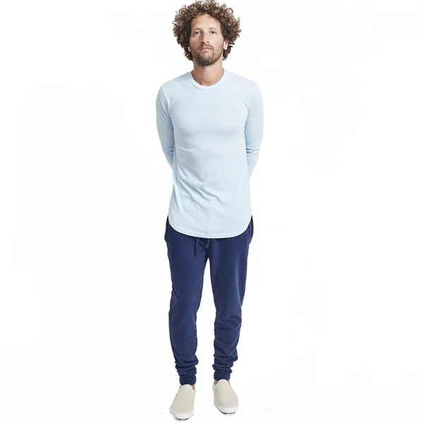 Goodlife Men's Tri-Blend L/S Scallop Crewneck T-Shirt, White