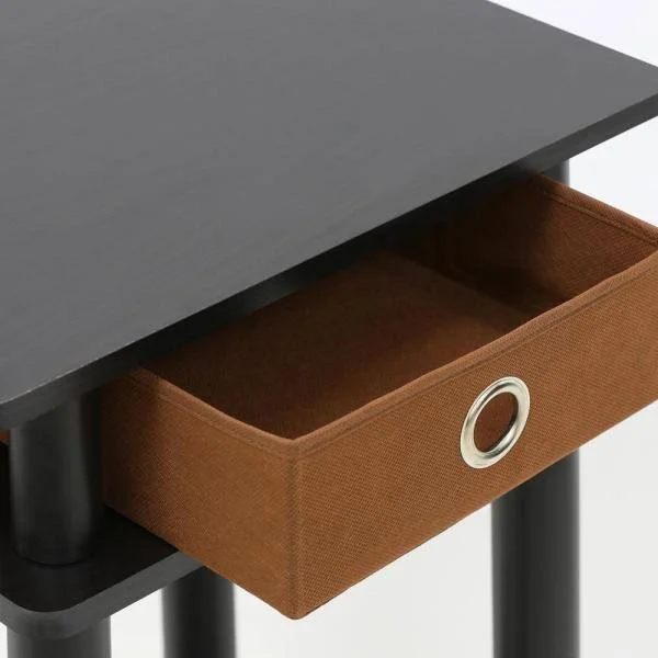 Furinno Turn-N-Tube Tall End Table with Bin - Espresso - 2 pack